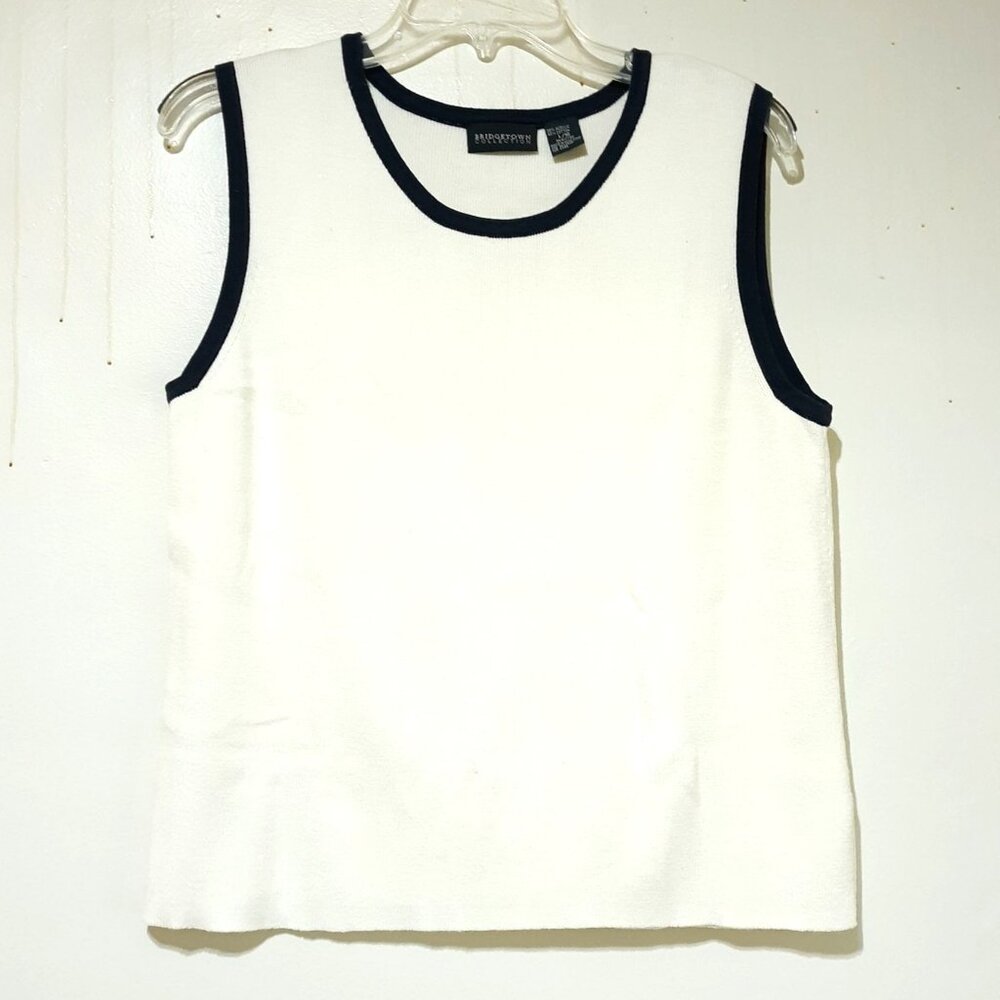 Bridgetown Women Tank Shell White Knit Black Banding